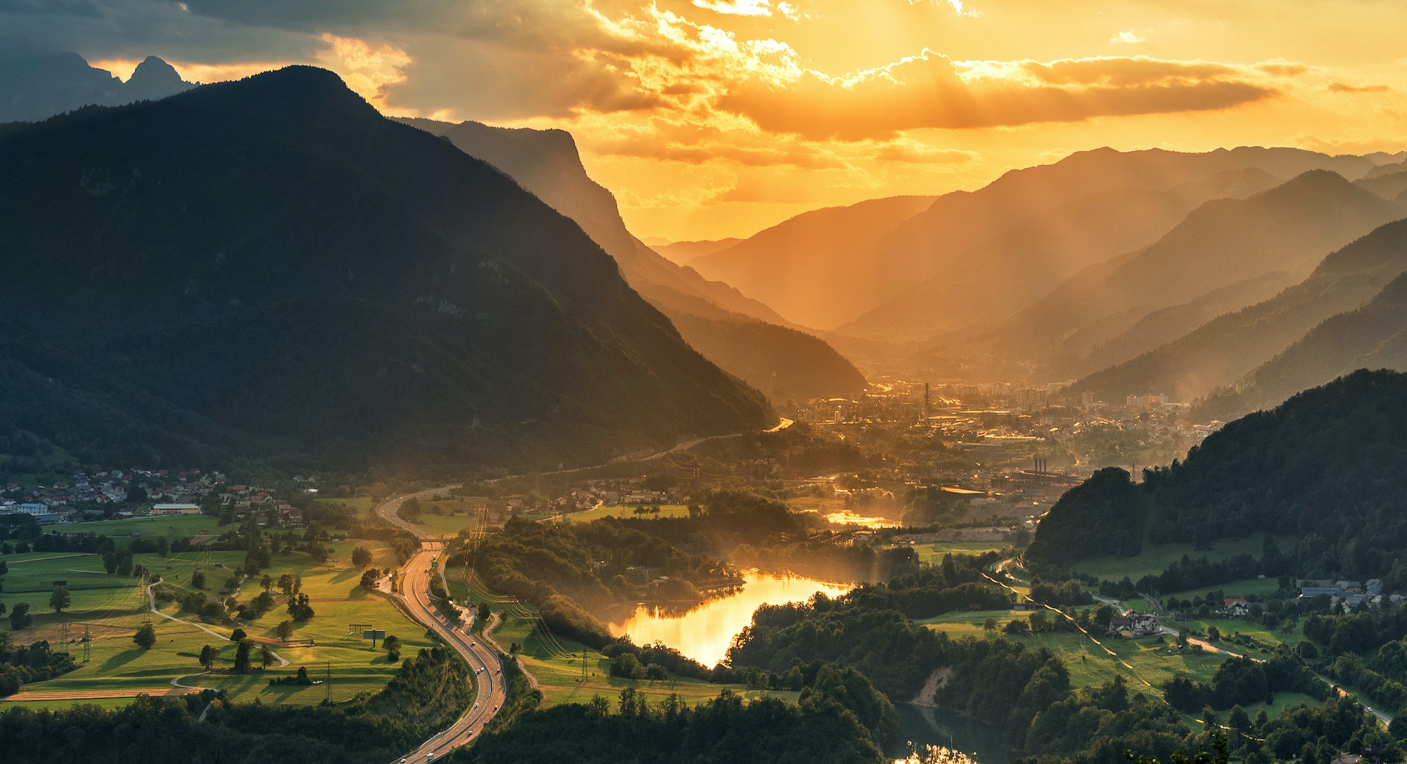 My Hometown Jesenice on a very vivid and dramatic sunset.